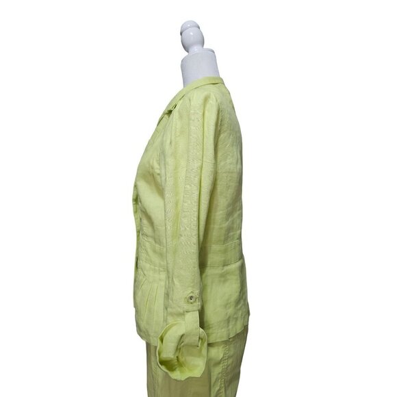 Chico lime green linen military style jacket and cotton capri cargo pants size 0 - Picture 14 of 15